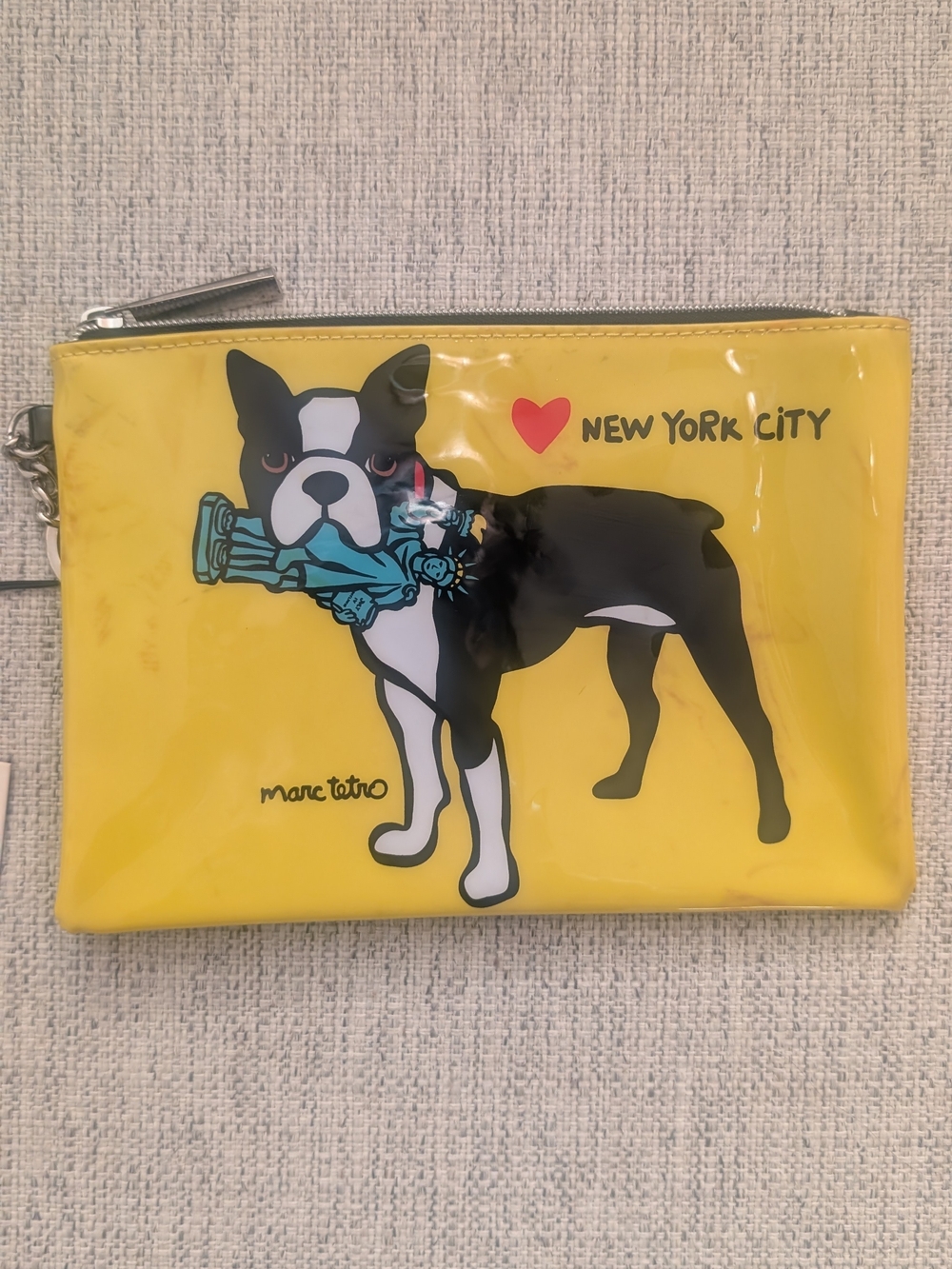 Marc Tetro Yellow Boston Terrier Mini Pouch - New York City Graphic